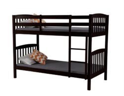 2-In-1 Solid Pine Single Timber Bunk Bed Frame-Cappuccino