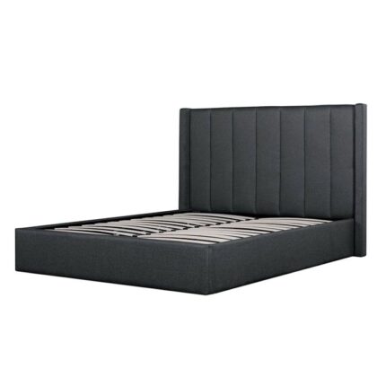 Betsy Fabric Queen Bed Frame - Charcoal Grey with Storage by Interior Secrets - AfterPay Available