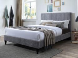 Cannes 2PCE Double Upholstered Headboard and Bed Base Bundle | Grey Fabric | Shop Online or Instore | B2C Furniture