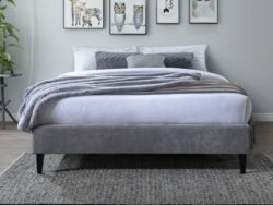 Cannes Double Upholstered Bed Base | Grey Fabric | Shop Online or Instore | B2C Furniture