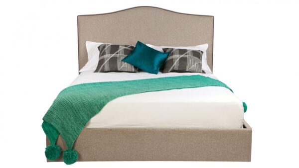 Cronulla custom upholstered bed with choice of standard base