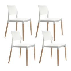 Set of 4 Wooden Stackable Dining Chairs - White