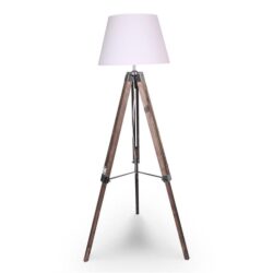 NNEDPE Sarantino Solid Wood Tripod Floor Lamp Adjustable Height White Shade