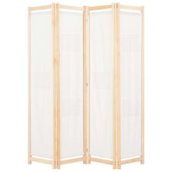 NNEVL 4-Panel Room Divider Cream 160x170x4 cm Fabric