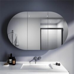 Oval Mirror Cabinet Medicine Shaving Bathroom Wall Hung or In-wall 1200x750mm