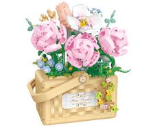 Cogo Pink Rose Flower Basket Blocks 1277pcs