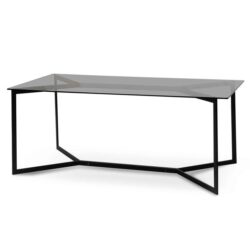 Cannon 1.9m Grey Glass Dining Table - Black Base by Interior Secrets - AfterPay Available