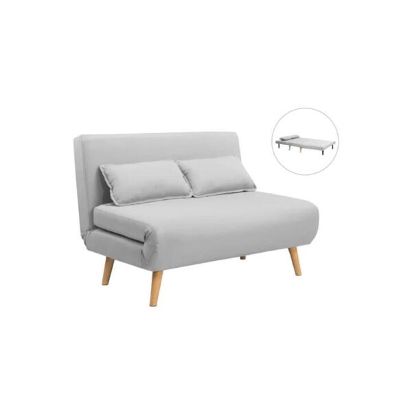 Jepson Modern 2-Seater Polyester Fabric Sofa Bed - Light Grey - 2 Seater / Light Grey