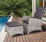 Malvar 2 Piece Sun Lounge Chair And Ottoman Set Grey