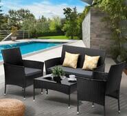 Sailor 4 Piece Outdoor Lounge Set Black