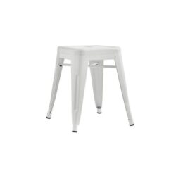 Set of 2 Xavier Pauchard Replica Tolix Low Stools Seats Chair Powder Coated Metal 45cm - White - White / 45cm / Metal