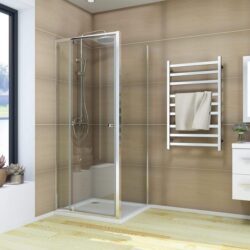 ELEGANT SHOWERS Semi-Frameless Pivot Shower Screen Cubical Adjustable, 1000 x 1000mm