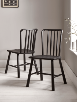 Two Bergen Oak Dining Chairs - Black