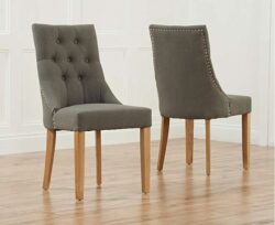 Beatrix Grey Fabric Oak Leg Dining Chairs