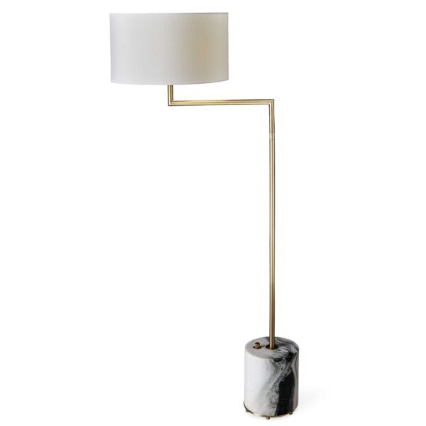 Uttermost Black Label Pivot Floor Lamp - Panda Marble/Brass