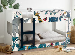 Safari - Single - Wooden Bunk Bed with Animal Graphics - White - Wooden - 3ft - Happy Beds