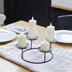 4 TruGlow® Ivory Slim LED Candles & Table Candle Holder