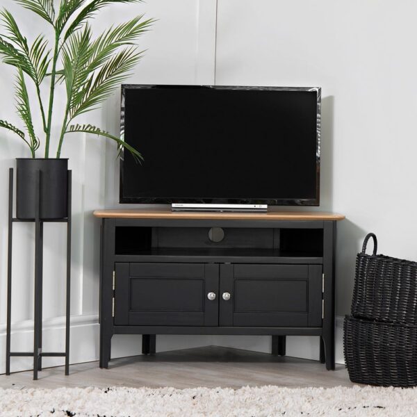 Bergen Black Painted Oak Corner TV Unit