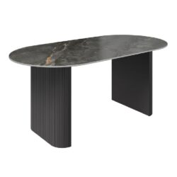 Cadillac Ceramic Oval Dining Table In Gloss Grey