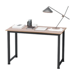 HOMCOM Computer Desk, PC Writing Table, Home Office Workstation, Adjustable Feet, Metal Frame, Oak Black Aosom UK