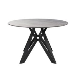 Mandan Ceramic Round Dining Table In Mid Grey