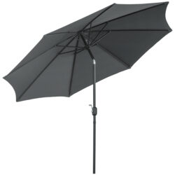 Outsunny 3(m) Tilting Parasol Garden Umbrellas, Outdoor Sun Shade with 8 Ribs, Tilt and Crank Handle for Balcony, Bench, Garden, Dark Grey