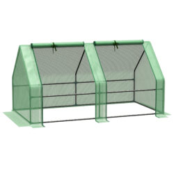 Outsunny Mini Small Greenhouse with Steel Frame & PE Cover & Zippered Window Poly tunnel Steeple for Plants Vegetables, 180 x 90 x 90 cm Aosom UK