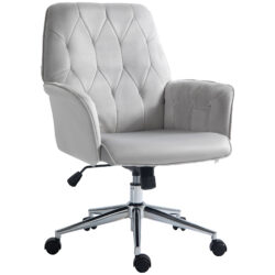 Vinsetto Linen Computer Desk Chair with Armrest, Modern Swivel Chair with Adjustable Height, Home Office Chair, Light Grey Aosom UK