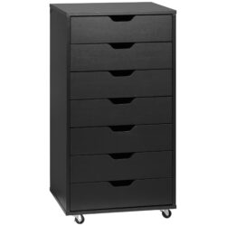 Vinsetto Vertical Filing Cabinet, 7-drawer File Cabinet, Mobile Office Cabinet on Wheels for Study, Home Office, Black Aosom UK