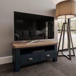 Wessex Smoked Oak Blue Painted TV Unit