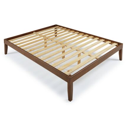 Pensy Solid Wood Mid-Century Modern Queen Size Platform Bed Frame Walnut - Powell