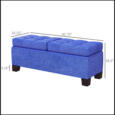 46" Storage Ottoman Bench, Upholstered End of Bed Bench with Steel Frame, Button Tufted Storage